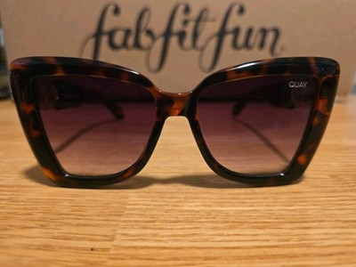 QUAY IT'S MY WAY Cat Eye Sunglasses Black Frame Smoke Case And Cloth Included
