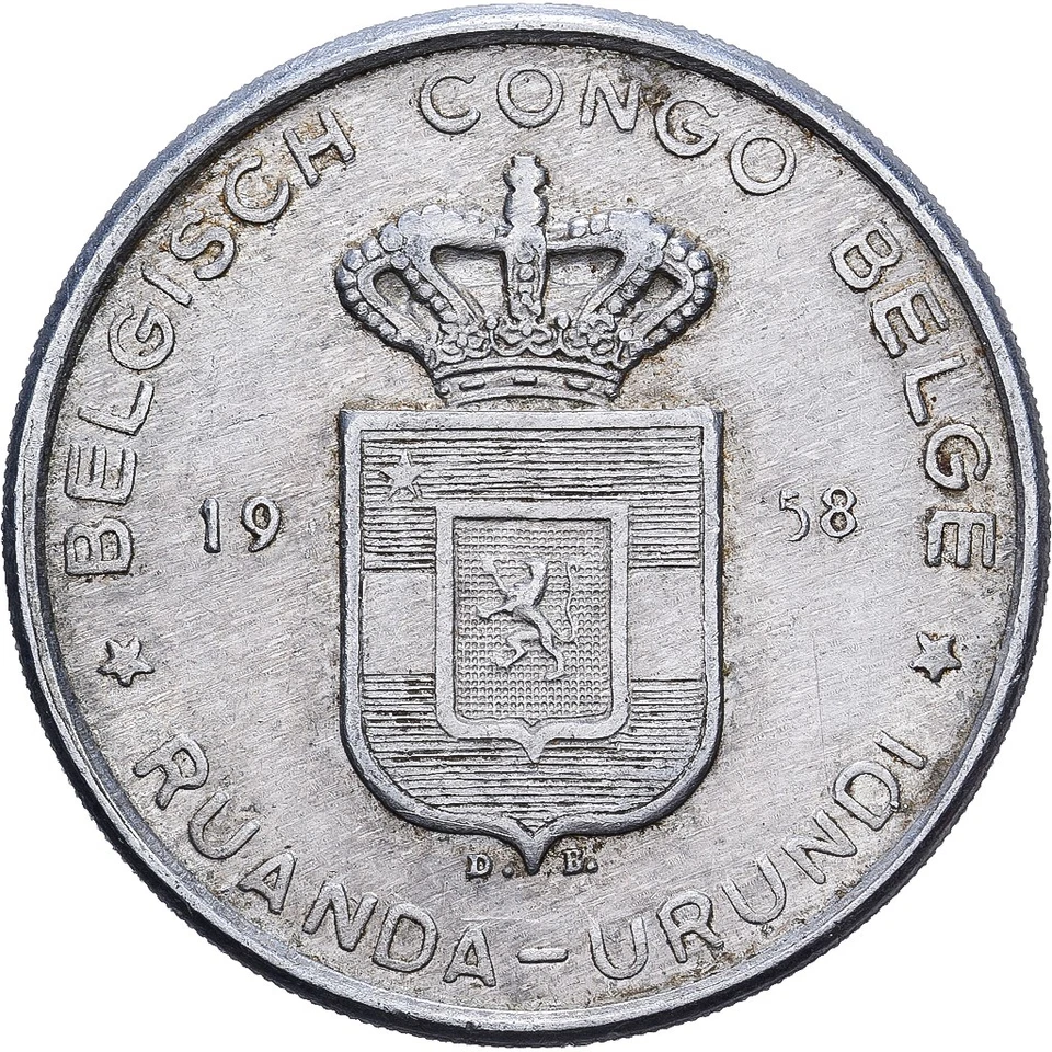 Congo belge, 5 Francs, 1958, Monnaie royale de Belgique, Aluminium, TB+, KM:3 - Photo 1/2