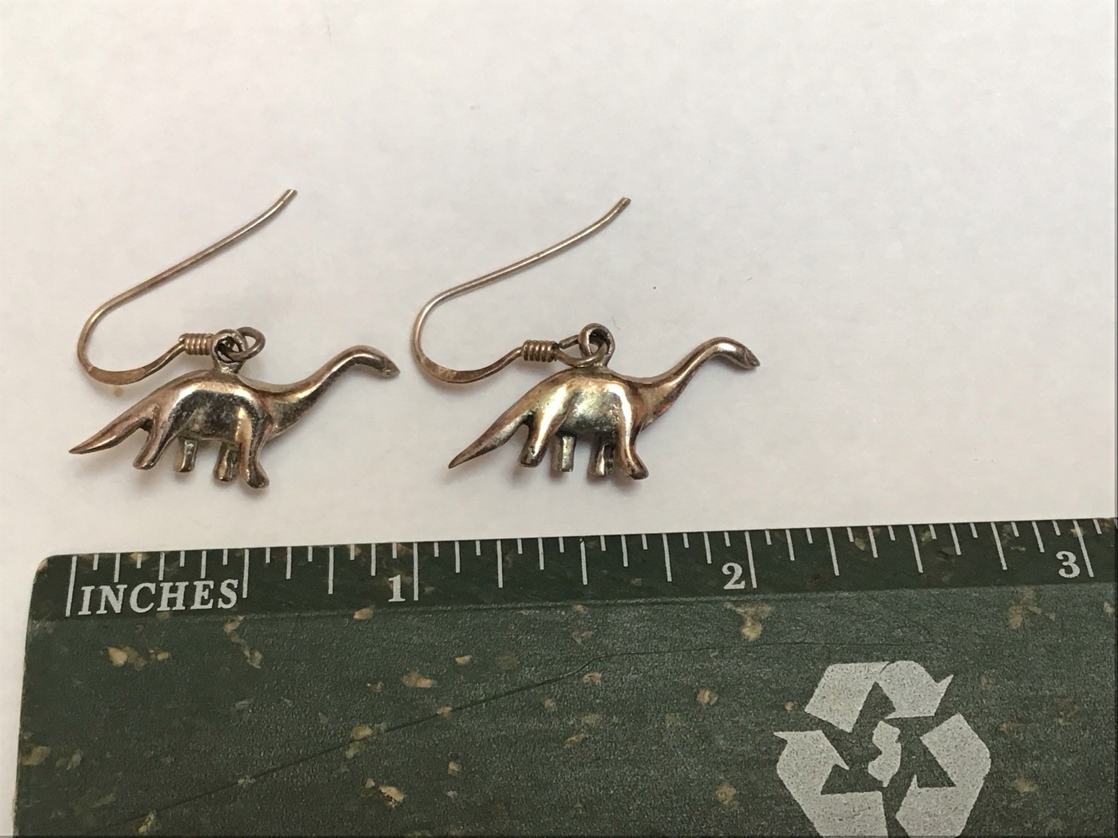 Silver Brontosaurus  Dinosaur Dangle Earrings - image 2