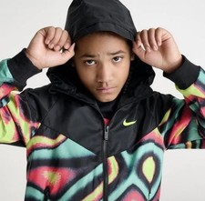 NEW Sz 6 M Nike Little Kids Max Volume Windrunner Hooded Jacket Hot Punch