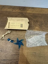 Longaberger Hanging Star Fish Tie-On #23322 Teal Blue Sea Glass Look Shell Charm