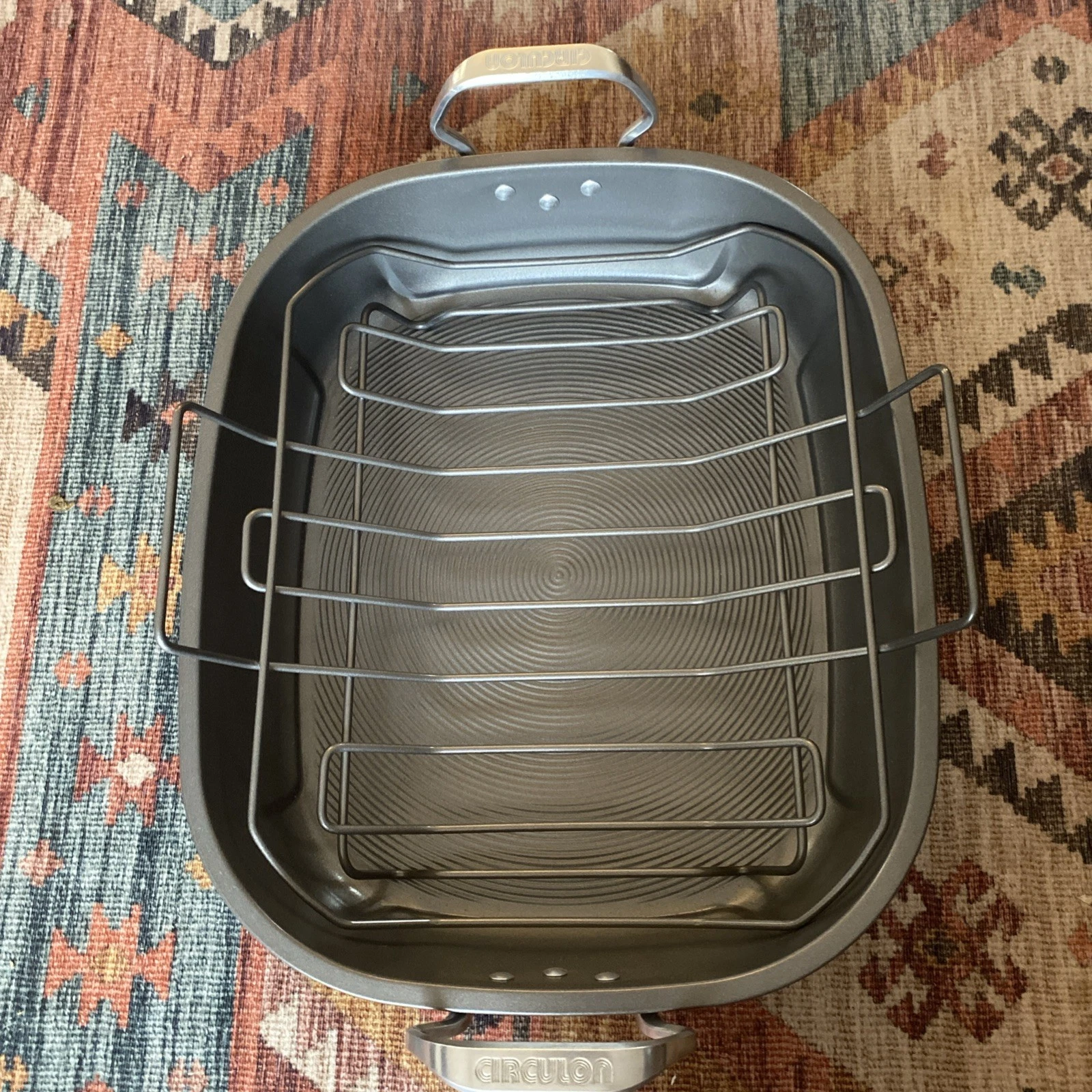 Circulon Nonstick Roasting Pan / Roaster with Rack - 18 Inch x 15 Inch Premier