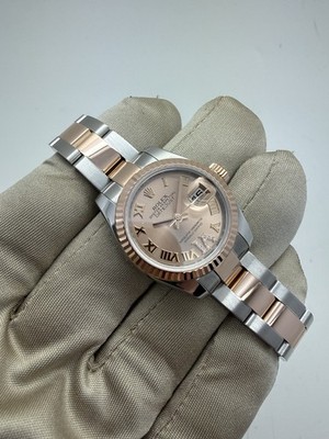Rolex Datejust Ladies 26mm Rose Gold Steel Automatic Diamond Watch 179171 B+P