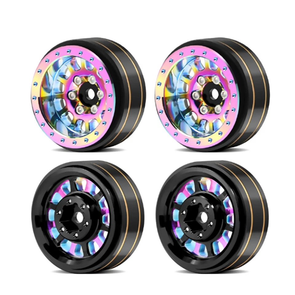 4pcs 1.1" Aluminium Alloy Wheel Hubs Rims for Axial SCX24 1/24 TRX4M 1/18 RC Car - Image 3 of 4