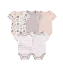 5 Pcs Fashion Cartoon Short Sleeve Baby Boy Girl Bodysuits Soft Newborn