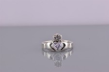 Sterling Silver Cubic Zirconia Heart Irish Claddagh Friend Band Ring 925 Sz: 7
