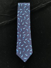 Dolphin Tie Necktie Electric Blue on Dark Navy Long Parquet Dolphins