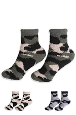 6 Pairs ScarvesMe Women's Soft Fuzzy Winter Camouflage Color Ankle Socks