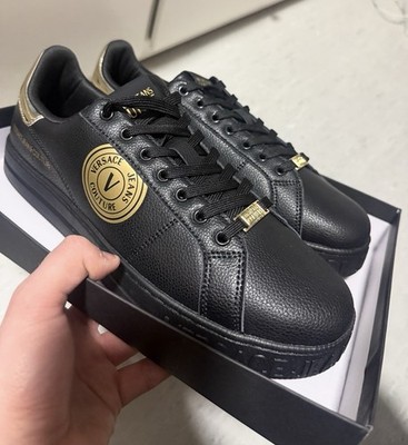 Versace Jeans Couture Herren Sneaker Schwarz Gold EU 45 Low Top Schnürung