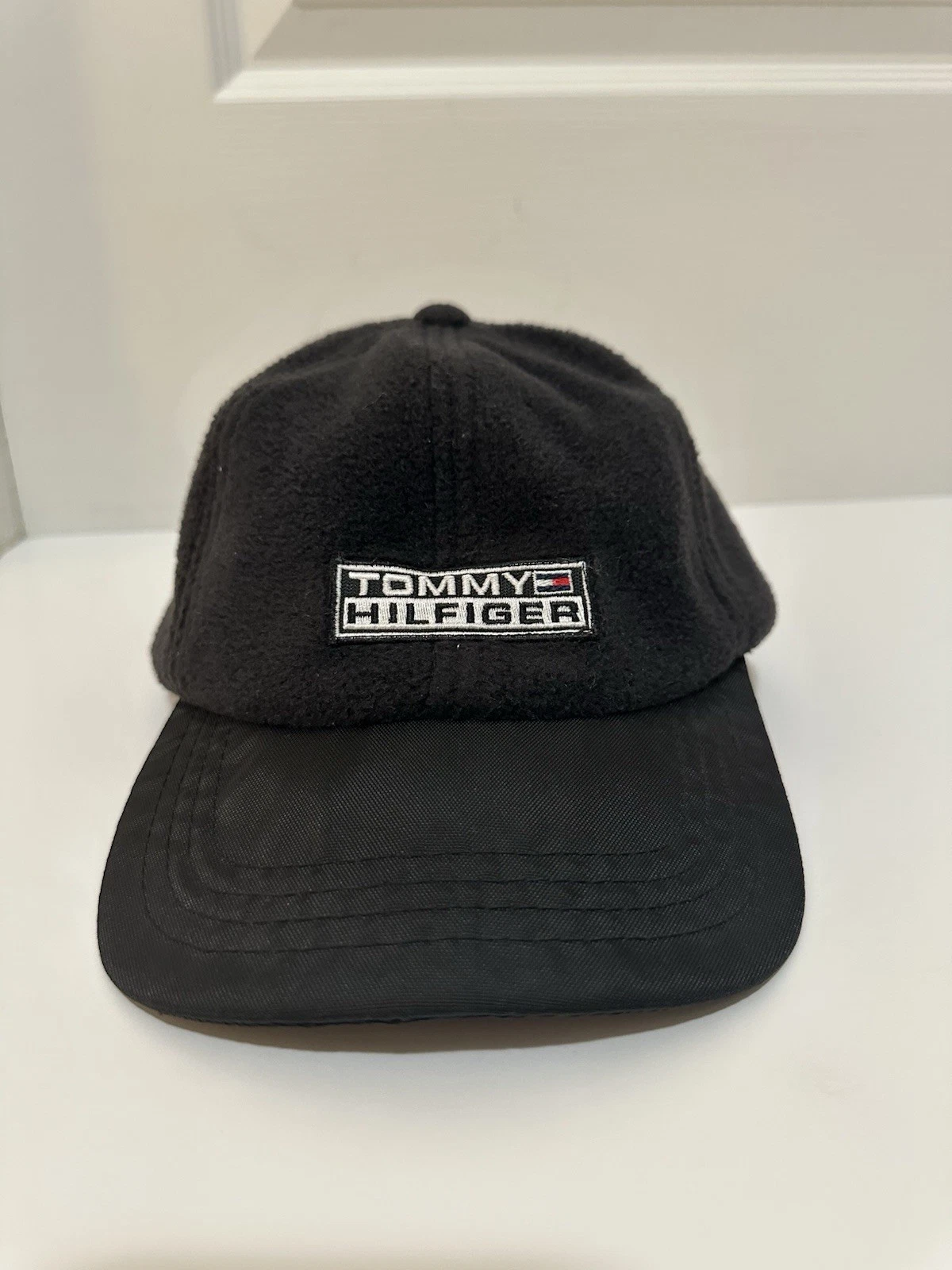 Tommy Hilfiger Fleece 5 Panel Hat Adult Buckle Black Unisex One Size VTG