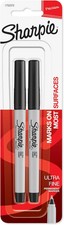 Sharpie Permanent Markers, Ultra Fine Point, Black, 2 Count - Home, School