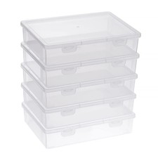 BTSKY Clear Plastic Storage Box with Flap Lid, Small-6 Pack, clear