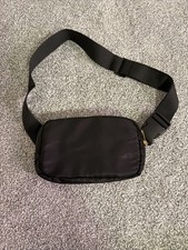 Black Small Crossbody Bag with Gold Zipper Multiple Pockets and Adjustable Strap