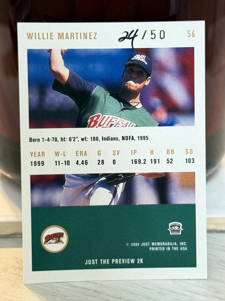 RARE! 2000 Just The Preview 2K Black Willie Martinez Buffalo Bisons # 24/50 - Image 2 of 2
