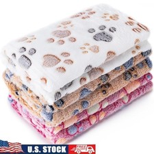 Premium Flannel Pet Blanket Soft Lightweight Washable Dog Cat Cover Paw Print US