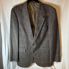Vintage Evan Picone Herringbone Blazer 42L Gray Brown Taupe Wool Sport Coat USA