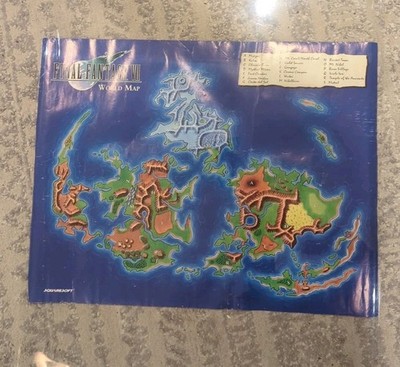 Final Fantasy VII Official BradyGames World Map Insert - 1997 PS1 22x17 Rolled