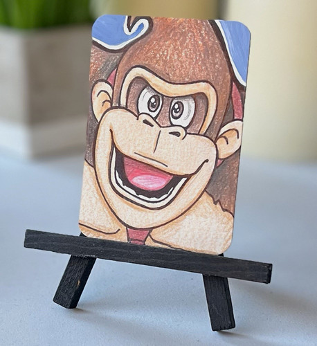 Shara Braithwaite  ACEO original art “Donkey Kong” cartoon  signed 2.5x3.5