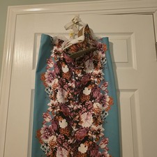 Sleeveless Floral Sheath Knee Length Dress Blue Pink White Brown Women