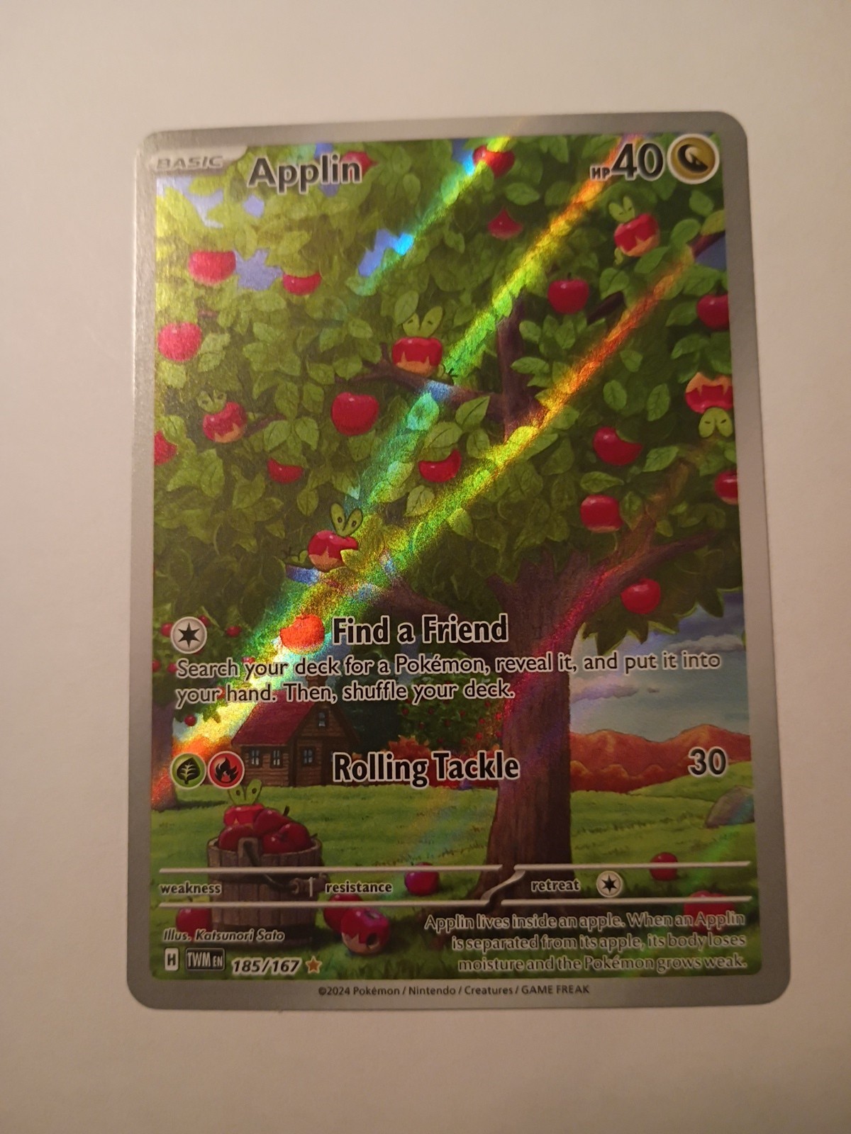 Applin 185/167 Illustration Rare Full Art Pokemon Twilight Masquerade Card NM