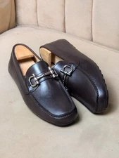 Horsebit Driving Moccasins Brown Calf Leather Handmade Casual Dress  Loafers Men