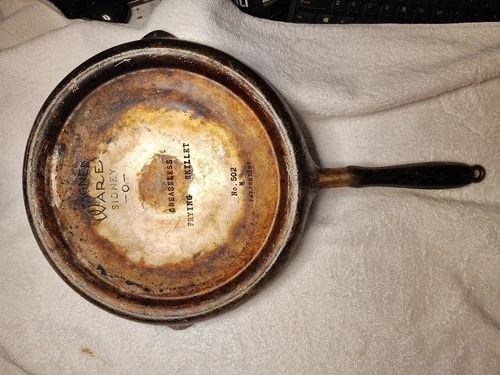 Antique Wagner Ware Greaseless Frying Skillet Cast Aluminum Sidney -O- # 502