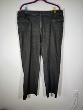 NYDJ Jeans Womens Black Sz 18W Made in USA Stretch Straight Leg Slash Pocket