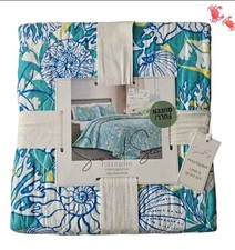 Tropical Themed Sun  Sea Full/Queen 3-Piece Quilt Set