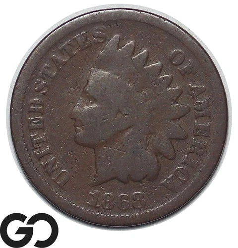 1868 Indian Head Cent Penny, VG Better Date