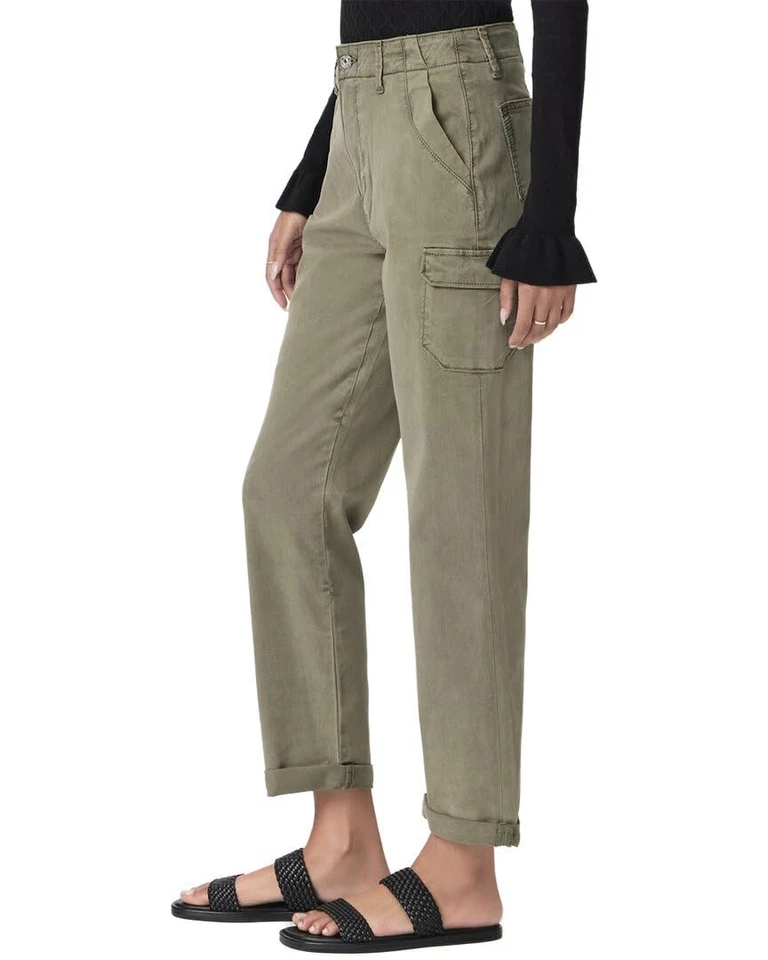 PAIGE Women's Drew Cargo Pockets, Vintage Ivy Green, 31 - Image 3 of 4
