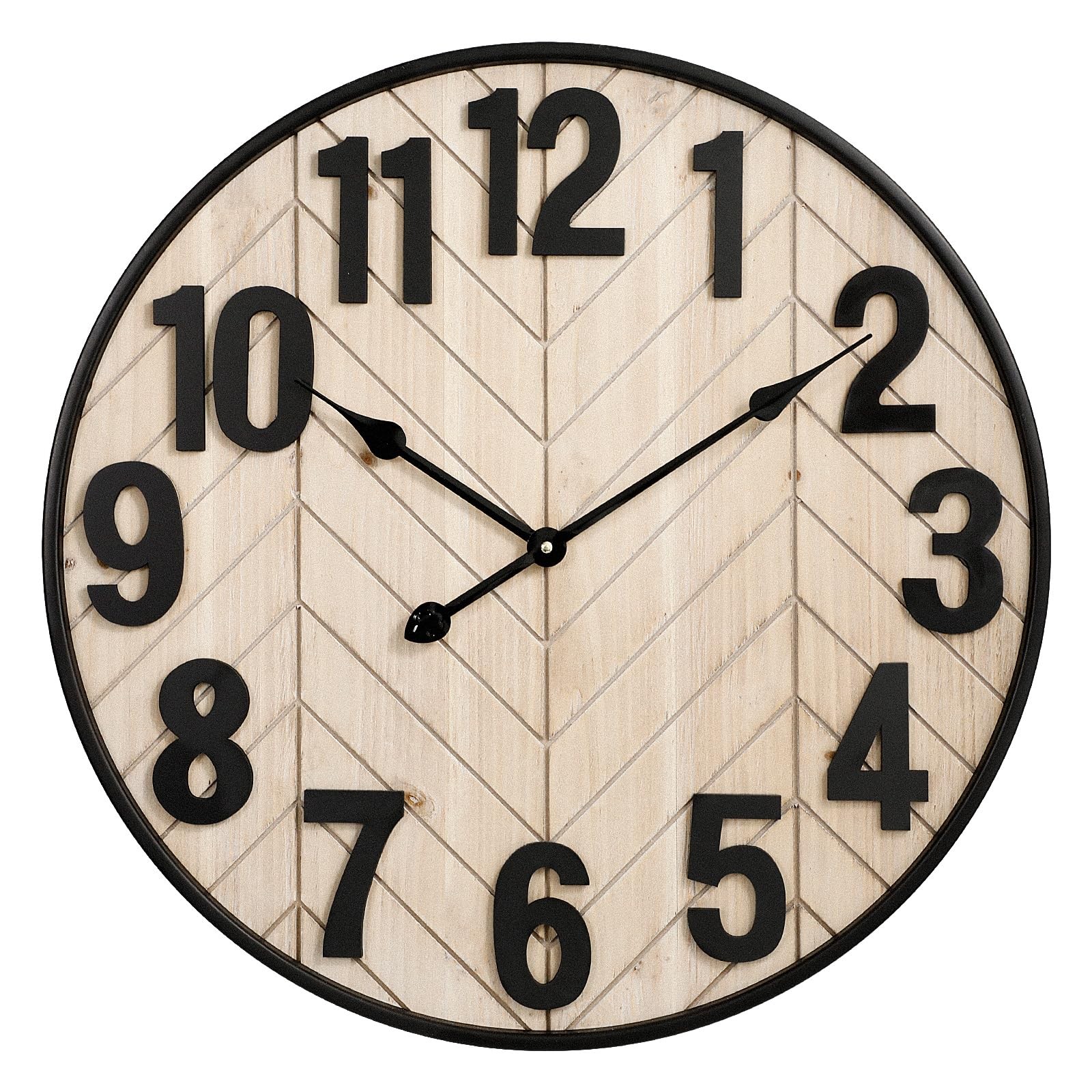 24 Inch Large Wall Clock for Living Room Decor, Rustic Woode