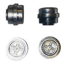 Scalextric 4 chrome mag effect car wheels. Fit Mini Metro Escort Datsun 260z etc