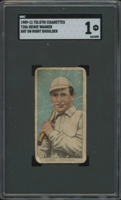 1909 T206 HEINIE WAGNER NNO POOR TOLSTOI BACK SGC 1 BASEBALL BOSTON RED SOX