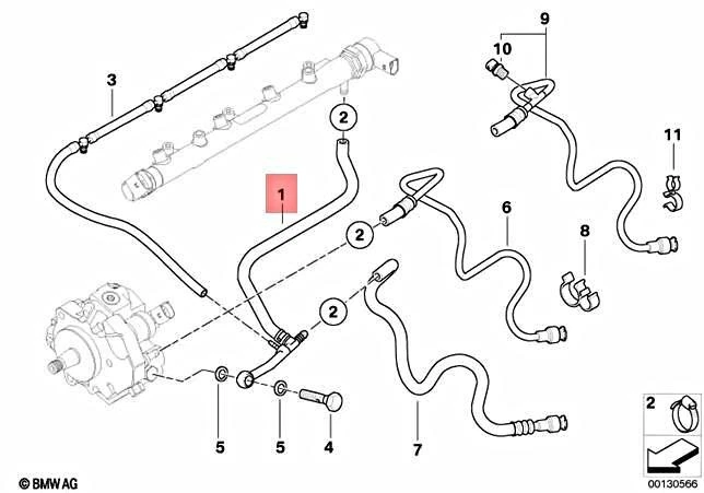 Genuine BMW E46 Cabrio Fuel Injection System Return Line OEM 
