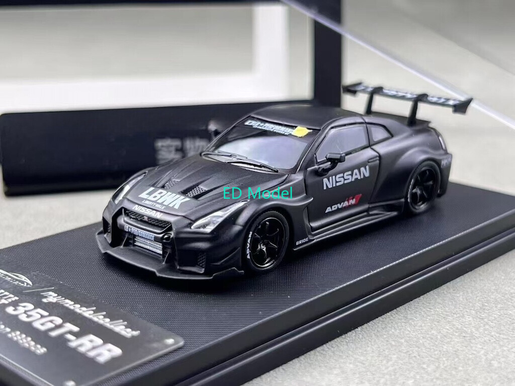BN MC 1:64 Matte Black GTR R35 LB Widebody Diecast Metal Car Model