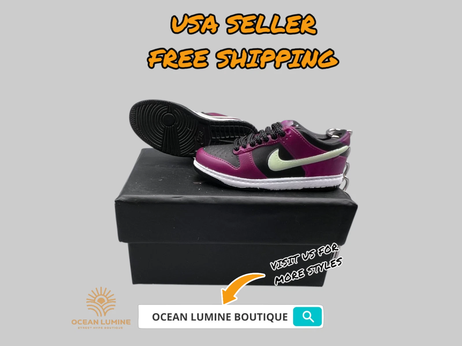 SB Dunk Low Mini Porte clés Baskets 3D, Baskets Basketball Boîte de Collection Options