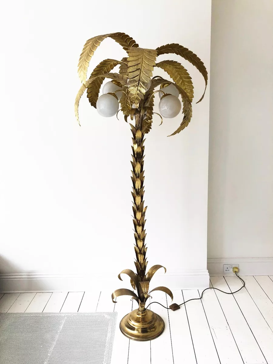 Antique bronze palm leaf floor lamp deals
