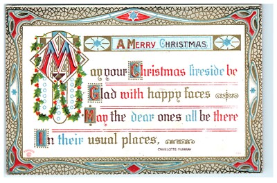 A Merry Christmas Lovely R Sander Charlotte Murray Holiday Embossed Postcard