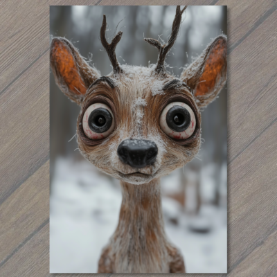 Art Print Creepy Reindeer Red Eyes Nightmare Holiday Horror