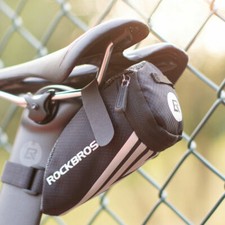 ROCKBROS Road Bike Mini Small Bicycle Bag Reflective Seat Tail Saddle Bag Black