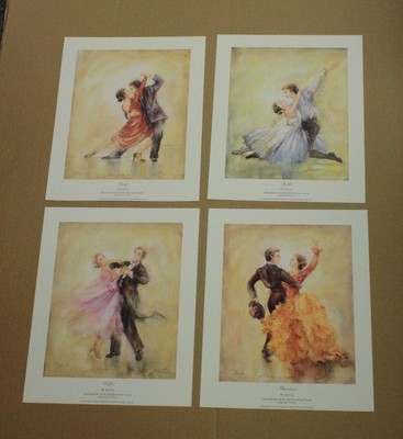Set of 4 Dance Prints by Lena Liu Tango, Waltz, Flamenco, and Ballet Figurative
