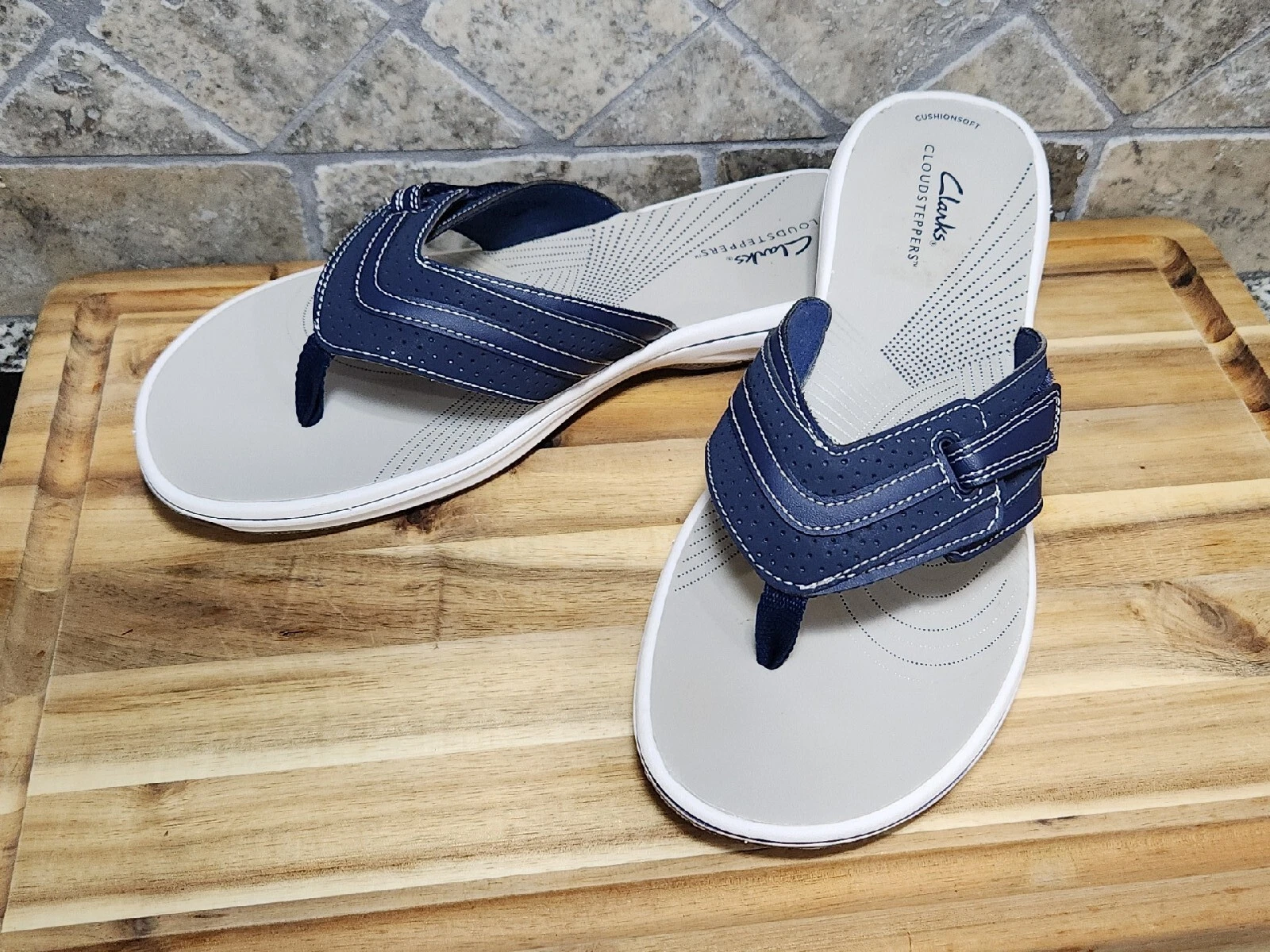 Sandali donna blu Cloudsteppers Clarks taglia 10 M gancio e passante ottimo cuscino