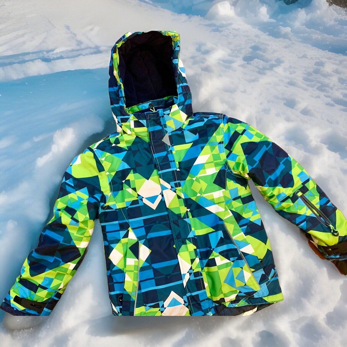 Phibee Kids Outdoor Blue/Green/White Ski Snowboard Jacket Sz Phibee Kids Outdoor Blue/Green/White Ski Snowboard Jacket Sz