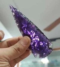 Amethyst Spearhead Large Arrowhead Crystal - Purple Healing Glass for Jewelry