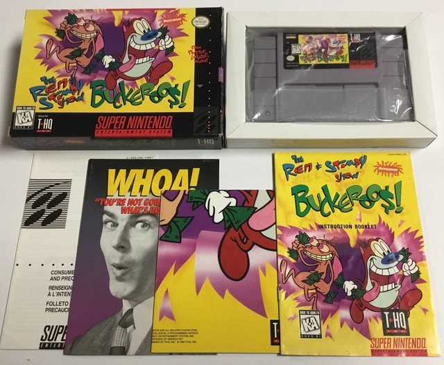 Ren & Stimpy Buckeroo$! Super Nintendo CIB 100% Complete Ex-NM Rare Condition
