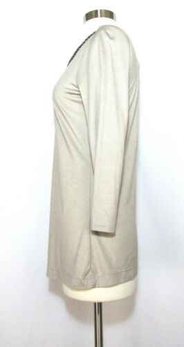 NWT BANANA REPUBLIC HERITAGE Top Beige Beaded Neckline Knit Long Sleeve SMALL - Picture 3 of 4