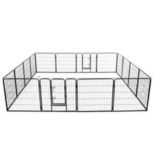 NNEVL Dog Playpen 16 Panels Steel 80x80 cm Black