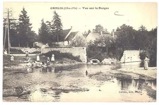 CPA 21 - GENLIS (Côte d'Or) - Vue sur la Norges - Petite animation, lavandières