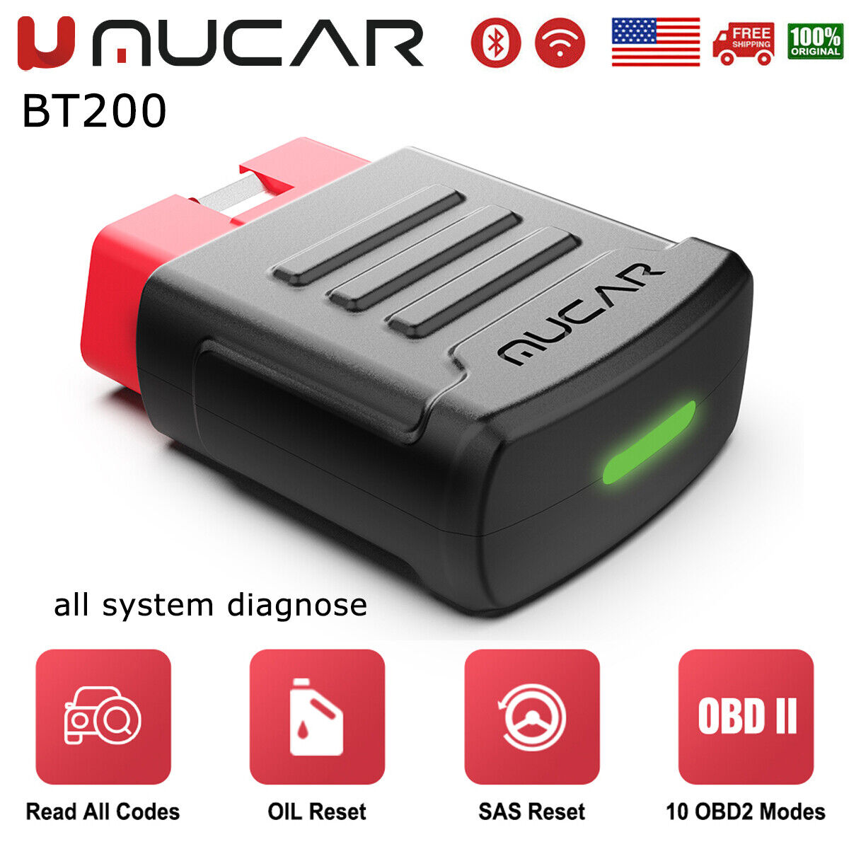 BT200 Full System Bluetooth OBD2 Scanner Code Reader ABS SAS Car Diagnostic Tool