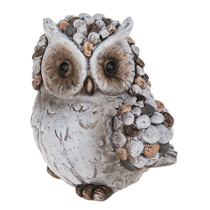 Pebble Art Large Owl Figurine, Bird Collectables, Animal Gifts 281205